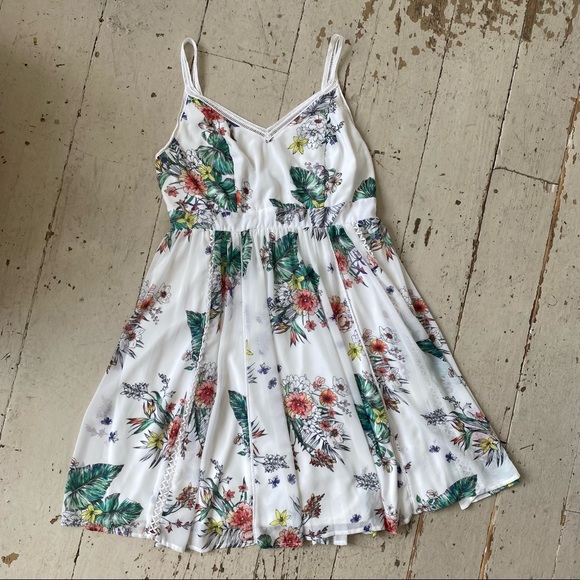 Torrid Sheer Floral Sun Dress with Crochet Spaghetti Straps & Trim - Picture 4 of 15